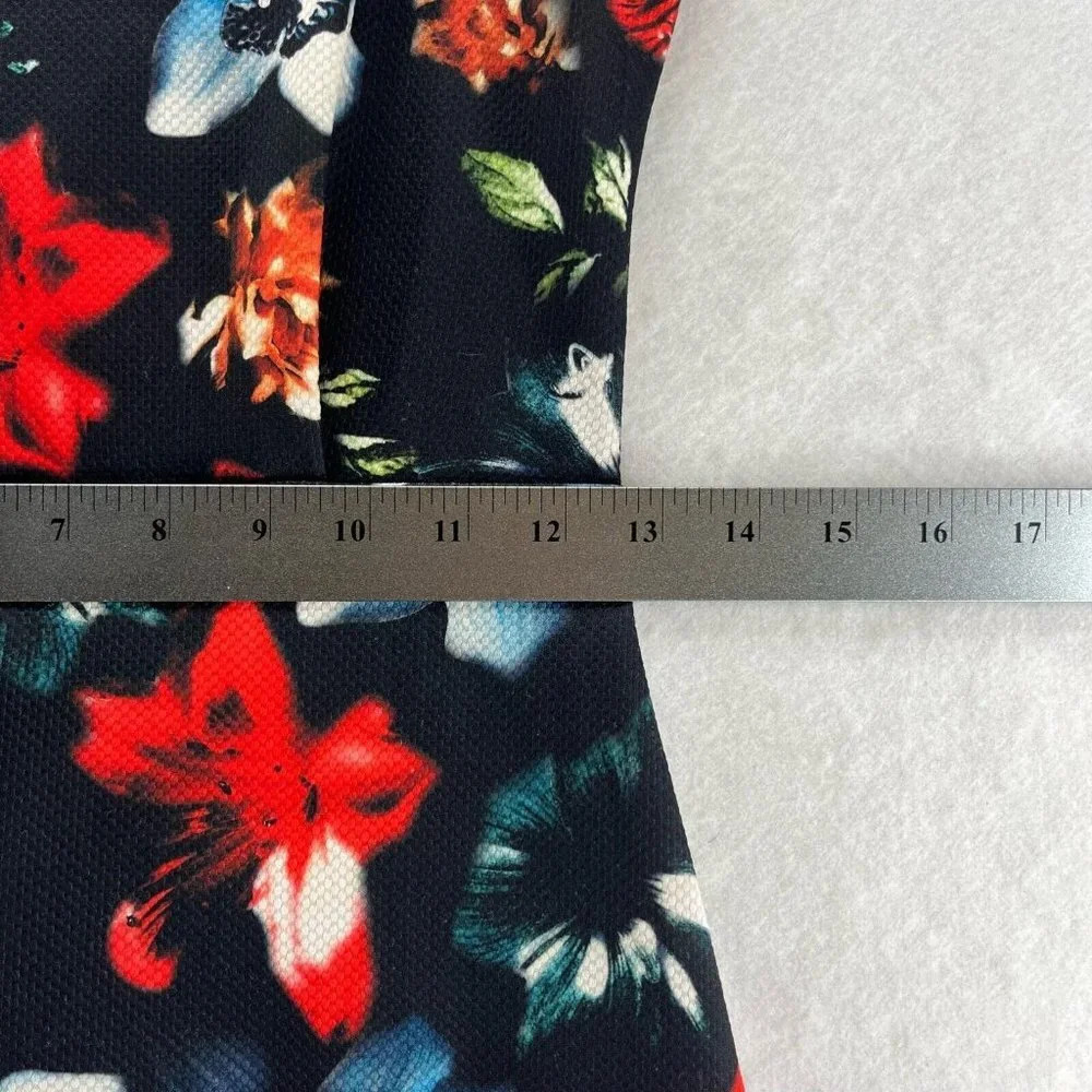 Pull&Bear Sheath Dress EUR S MEX 26 US 4 Mini Floral Sleeveless Back Zip Black - Picture 9 of 11